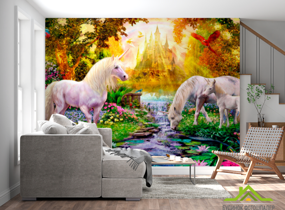 выбрать Фотообои Трио единорогов Каталог фотообоев на стену