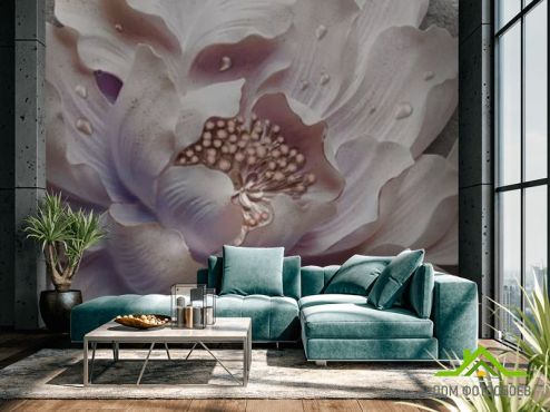 выбрать Фотообои Барельефный цветок Фотообои 3D фотообои: горизонталная, горизонтальная ориентация на стену