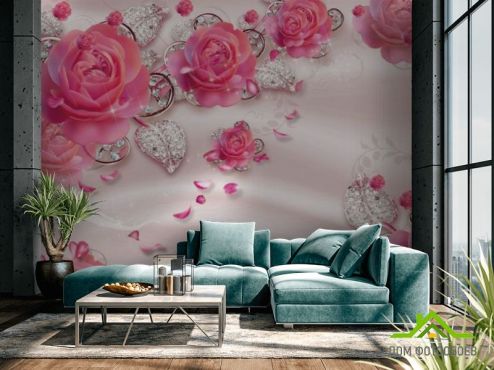 выбрать Фотошпалери 3D рожеві квіти Фотошпалери 3Д на стіну