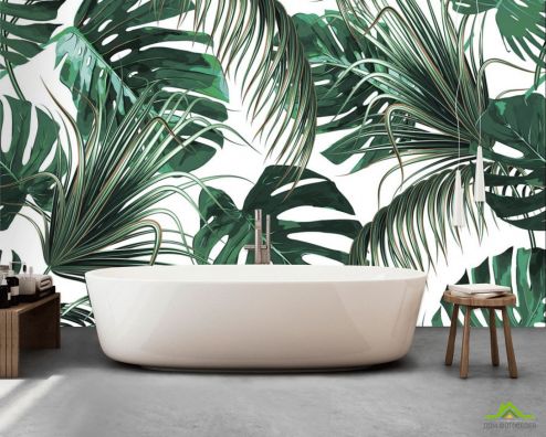 выбрать Фотообои Тропические листья Фотообои в ванную на стену