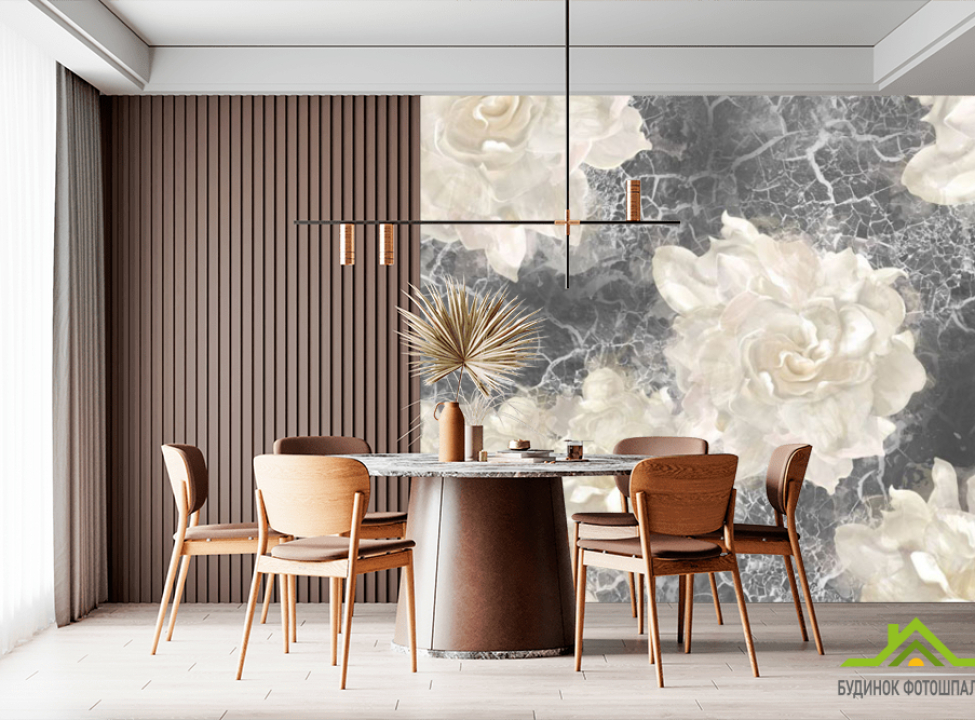 выбрать Фотошпалери дизайнерські білі троянди Каталог фотошпалер на стіну