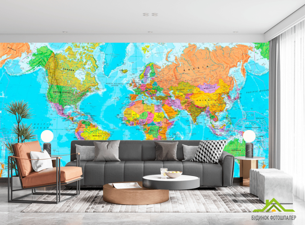 выбрать Фотообои Карта мира на английском Каталог фотообоев на стену