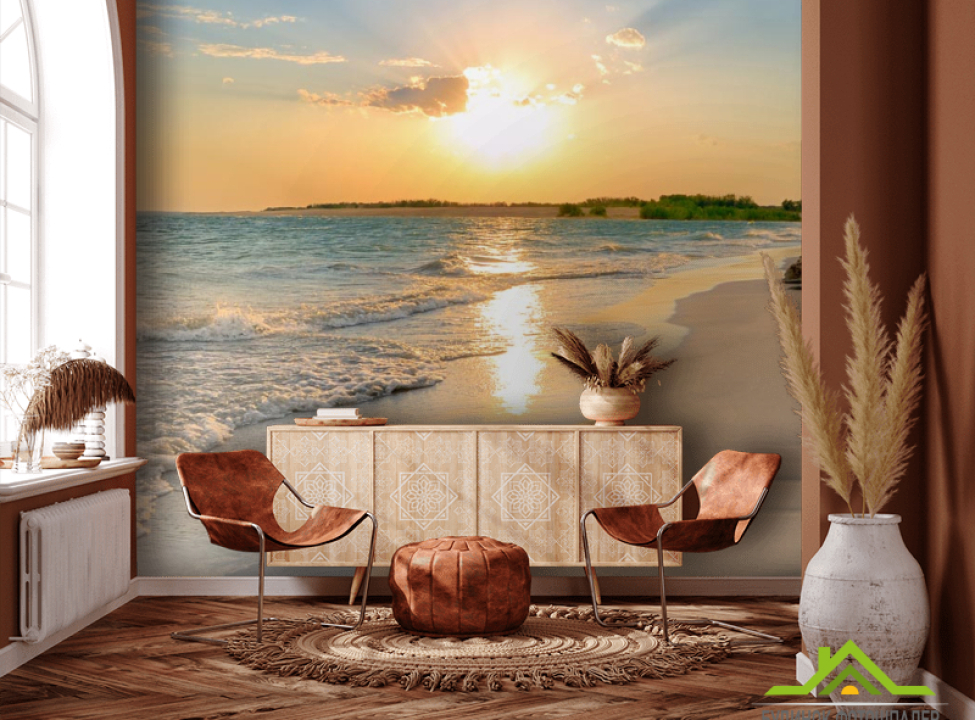 выбрать Фотообои солнце над морем Каталог фотообоев на стену