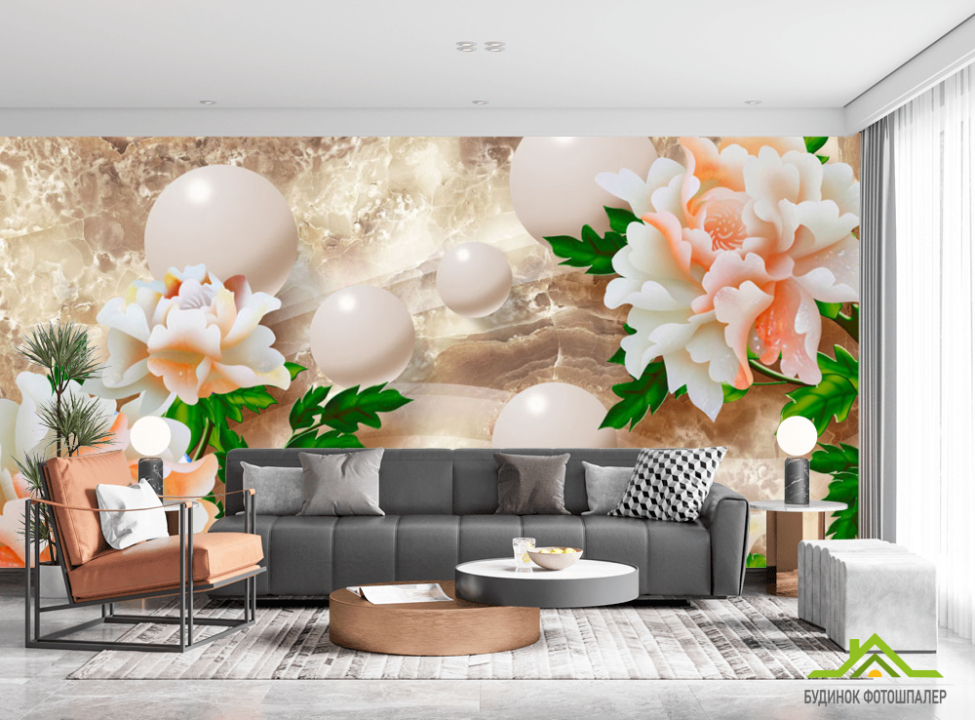 выбрать Фотообои Барельефные цветы Фотообои 3Д на стену