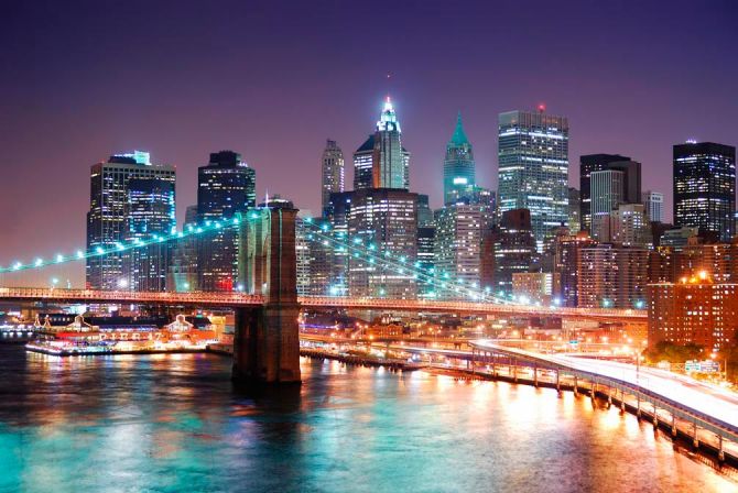 Фотообои Ночные мосты New Yorkа
