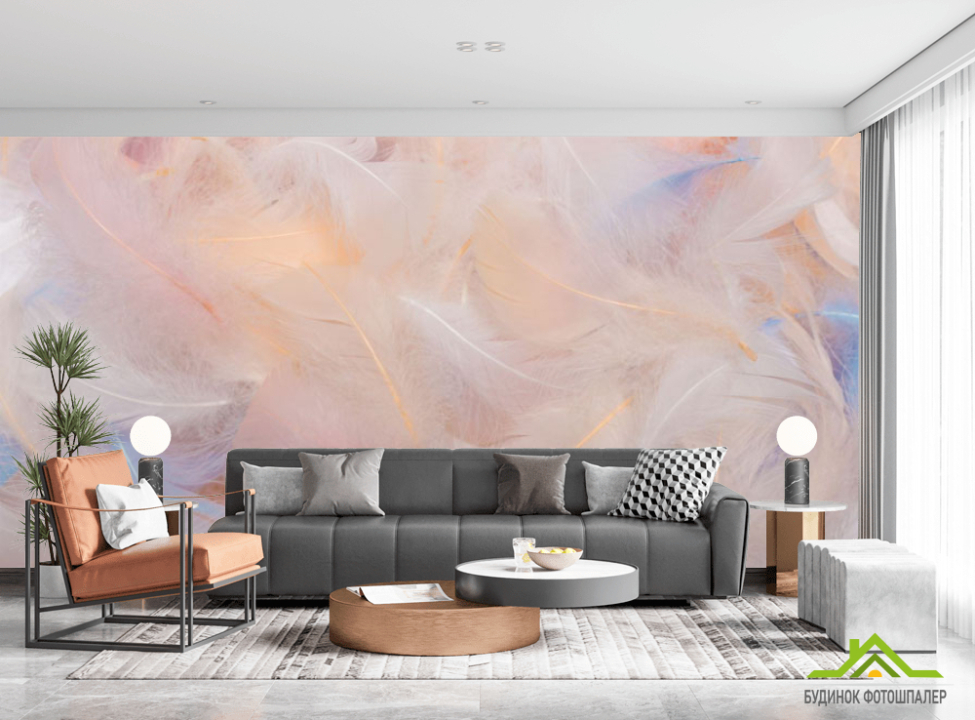 выбрать Фотообои Перышки в розовом оттенке Фотообои перья на стену