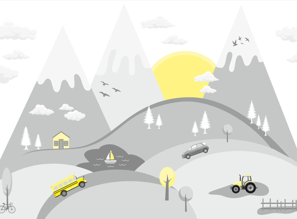 выбрать Фотообои Извилистая дорога с машинами Фотообои Little kids на стену