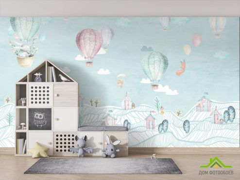 выбрать Фотообои Воздушные шарики Фотообои Фотообои Little kids: горизонталная, горизонтальная ориентация на стену