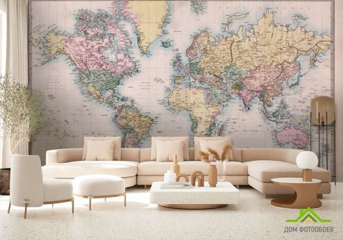 выбрать Фотообои Карта мира с маштабом Фотообои Фотообои карта Мира: горизонталная, горизонтальная ориентация на стену