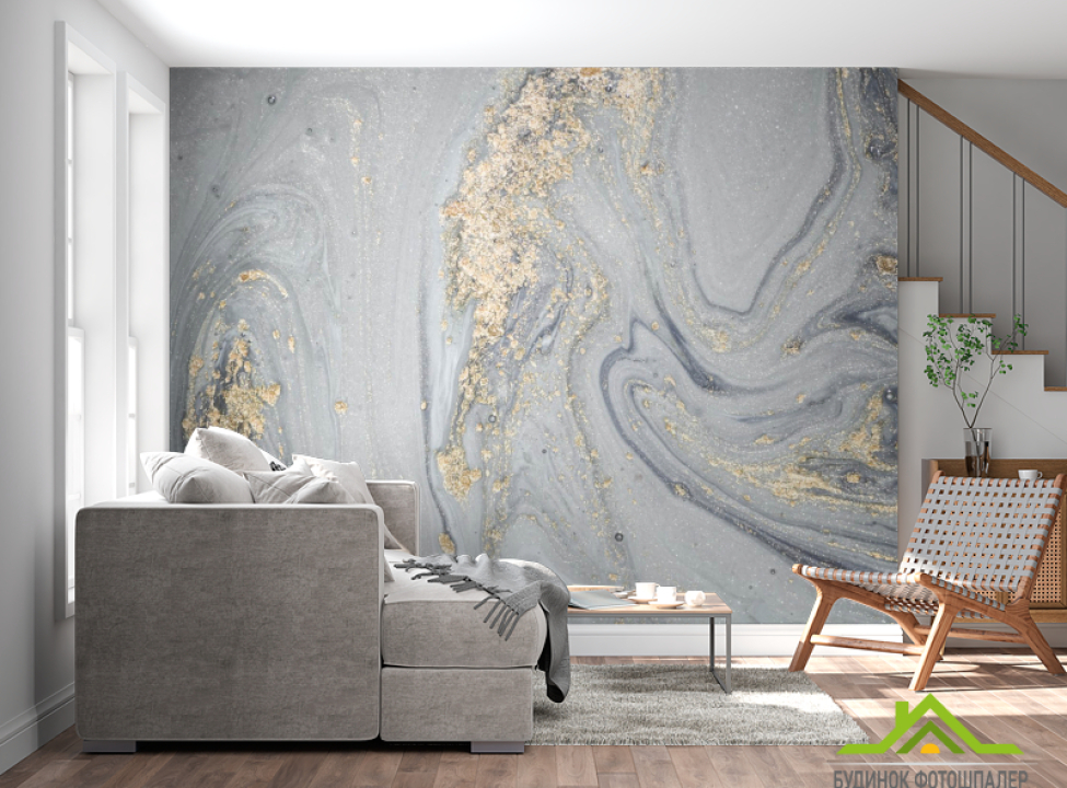 выбрать Фотообои Серый флюид с золотом Каталог фотообоев на стену
