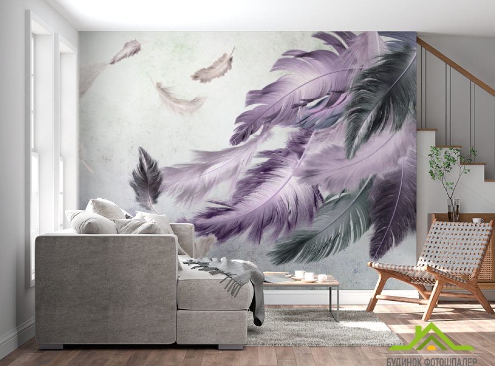 выбрать Фотообои Перья на сером фоне Каталог фотообоев на стену