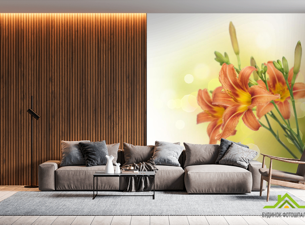 выбрать Фотообои красно-желтые лилии Каталог фотообоев на стену