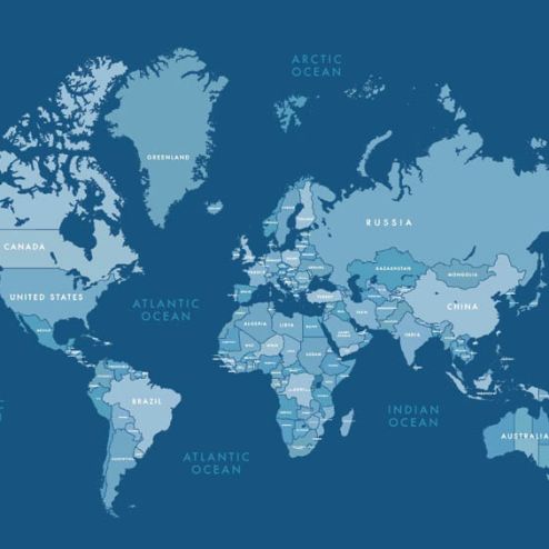 выбрать Фотообои карта мира Синие фотообои на стену