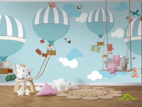 выбрать Фотообои Воздушные шары Фотошпалери Фотошпалери Little kids: малюнок, квадратна, горизонтальна  на стіну