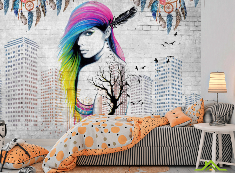 выбрать Фотошпалери кольорові волосся і висотки Каталог фотошпалер на стіну