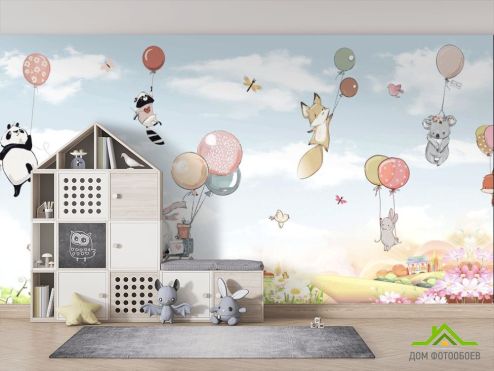 выбрать Фотошпалери Звірі і повітряні кульки Фотошпалери Фотошпалери Little kids: квадратна, горизонтальна орієнтація на стіну