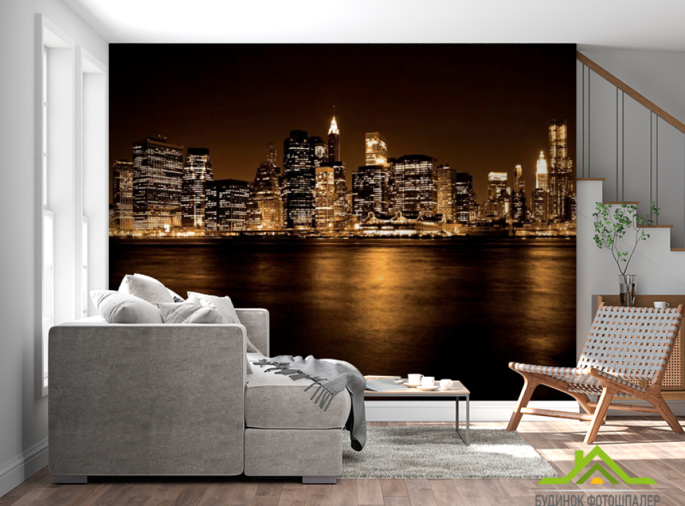 выбрать Фотошпалери Ніч, місто, вогники Фотошпалери Сучасний місто на стіну