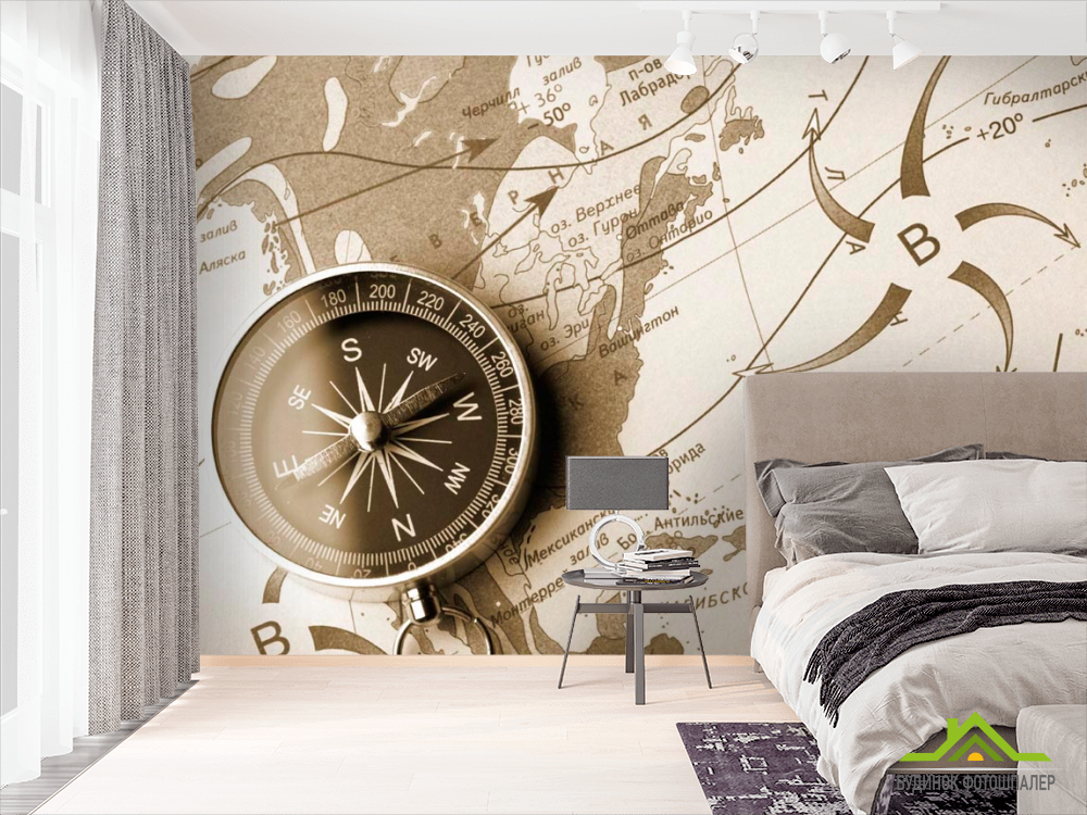 Фотошпалери Компас і карта