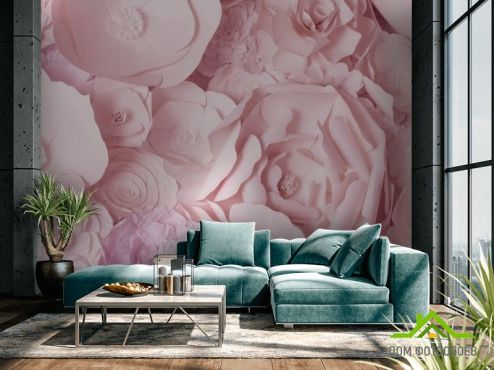 выбрать Фотообои бумажные розовые цветы  на стену