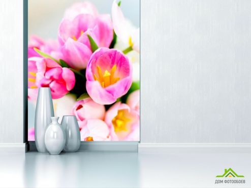 выбрать Фотообои Тюльпаны розовых тонов Фотообои Фотообои Тюльпаны: фото, вертикальная  на стену