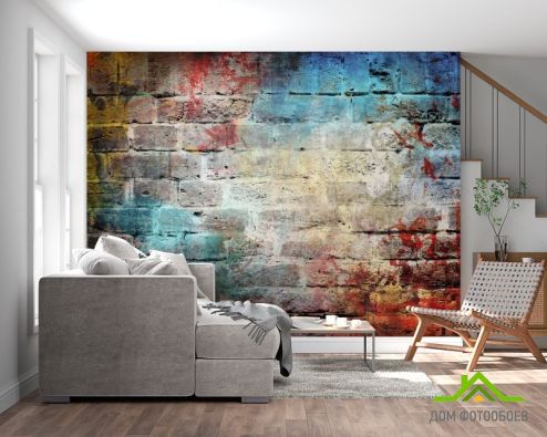 выбрать Фотообои Разноцветная кирпичная стена Фотообои, цвет: «горизонталная, горизонтальная» на стену