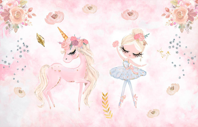Фотообои единорог и фея