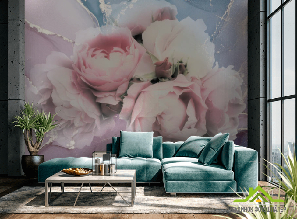 выбрать Фотообои Пионы с флюидом Каталог фотообоев на стену