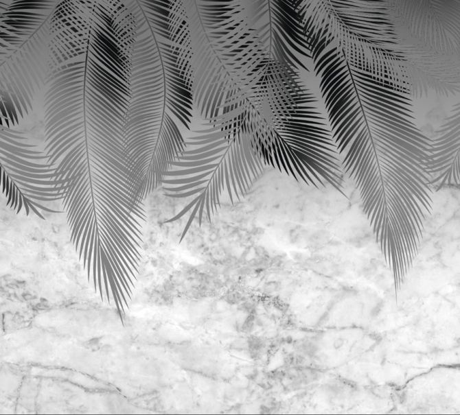 Фотообои  тропические листья и мрамор