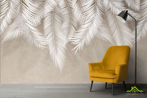 выбрать Фотообои графические  пальмовые листья Фотообои Дизайнерские листья на стену
