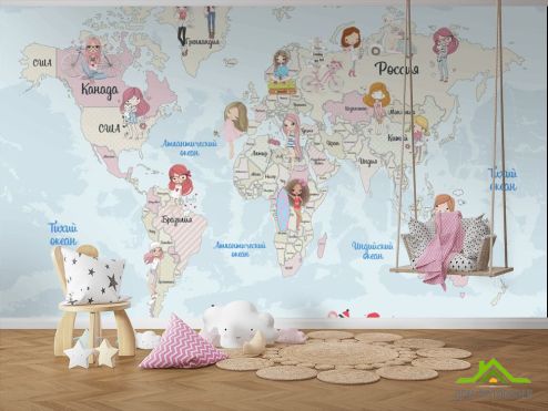 выбрать Фотообои Карта в детскую Фотообои, цвет: «горизонталная, горизонтальная» на стену