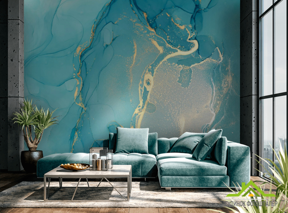 выбрать Фотообои Fluid art бирюзовый Каталог фотообоев на стену