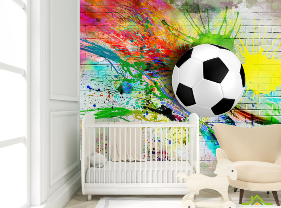 выбрать Фотообои Мяч и краска на фоне стены Фотообои в детскую на стену