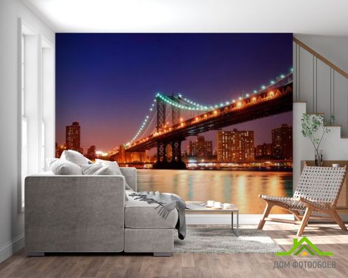 выбрать Фотообои Зачарованный  мост New York Синие фотообои на стену