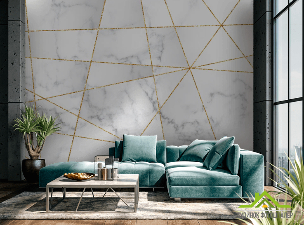 выбрать Фотошпалери золоті лінії на мармурі Каталог фотошпалер на стіну