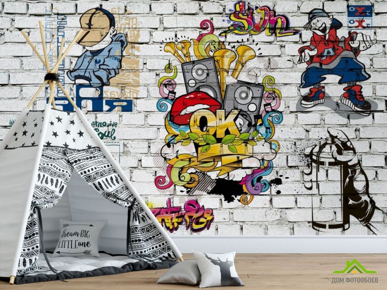 Фотообои 3д стена с граффити
