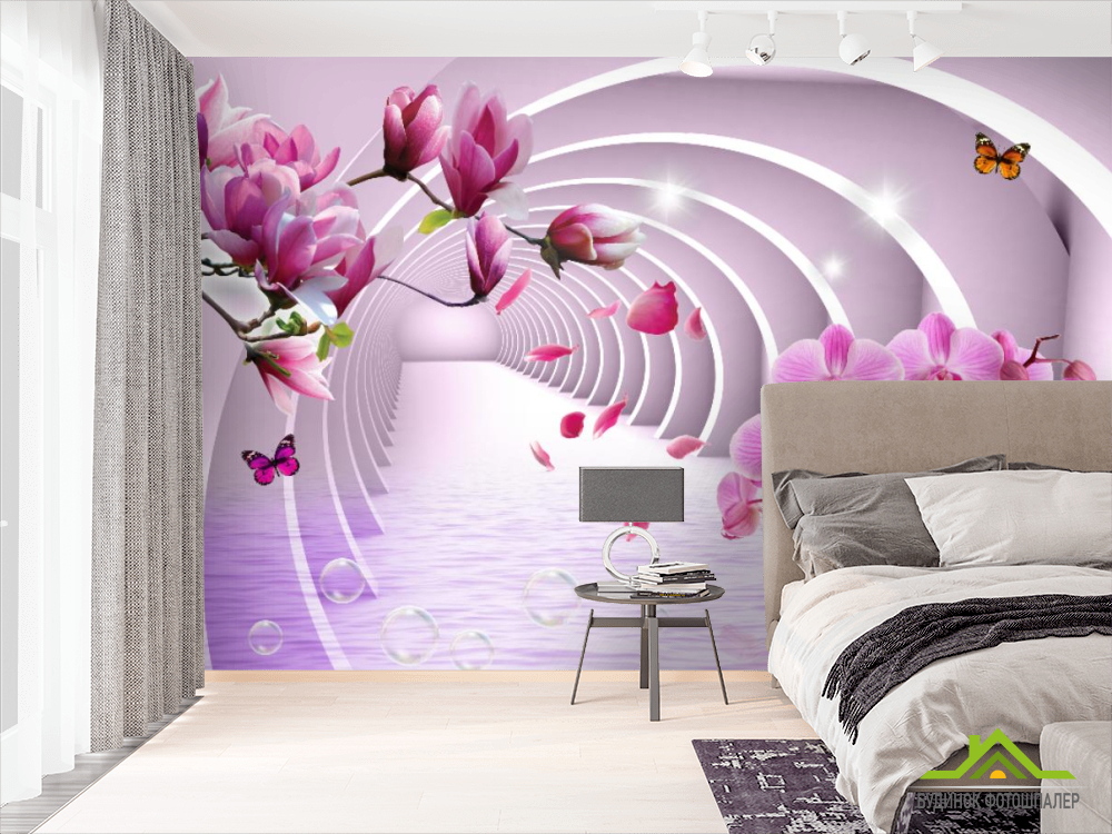 Фотошпалери Тунель і орхідеї 3d