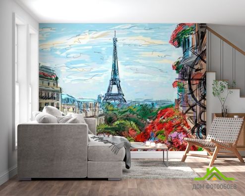 выбрать Фотообои Париж Фотообои Иллюстрации на стену