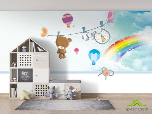 выбрать Фотообои Мишка, радуга Фотообои для малышей на стену