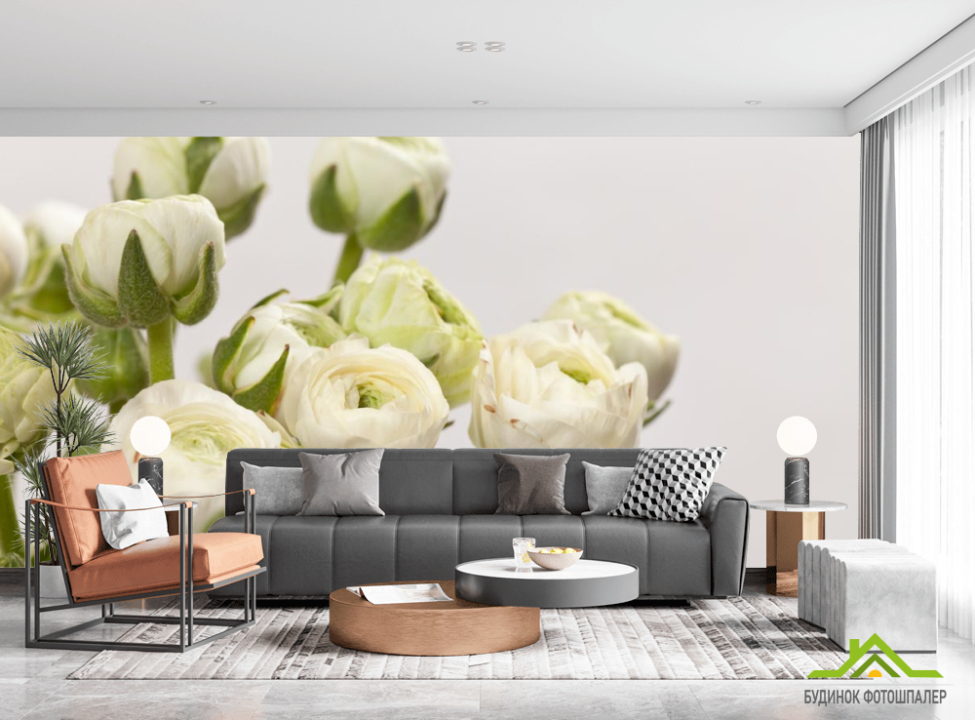 выбрать Фотообои белые круглые цветы Каталог фотообоев на стену