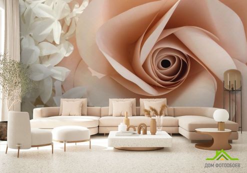 выбрать Фотошпалери велика бежева троянда з паперу Фотошпалери Квіти на стіну
