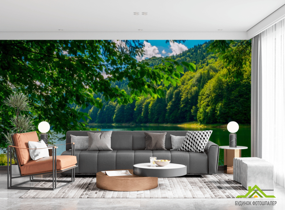 выбрать Фотообои зеленые деревья над рекой Каталог фотообоев на стену