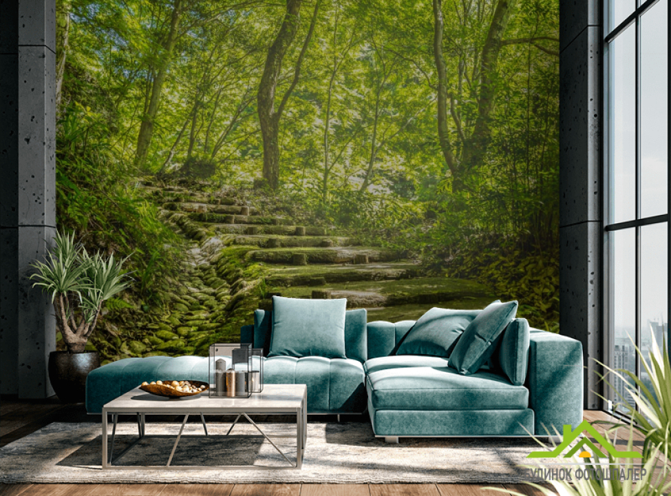 выбрать Фотошпалери дерев'яні сходи у лісі Каталог фотошпалер на стіну