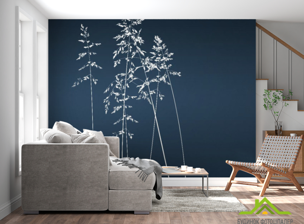 выбрать Фотообои Сушеные цветы на синем фоне Каталог фотообоев на стену