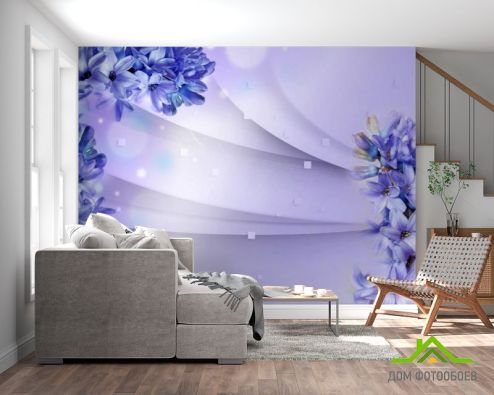 выбрать Фотообои Фиолетовые гиацинты 3д Фотообои, цвет: «» на стену