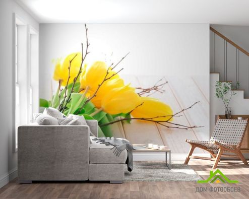 выбрать Фотошпалери Букет з жовтих тюльпанів Фотошпалери Квіти на стіну