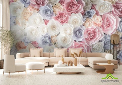 выбрать Фотообои 3D бумажные розы Фотообои цветы 3d на стену