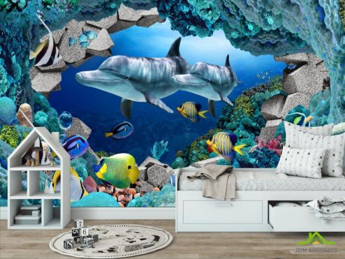 выбрать Фотообои 3d морские животные Фотообои в детскую на стену