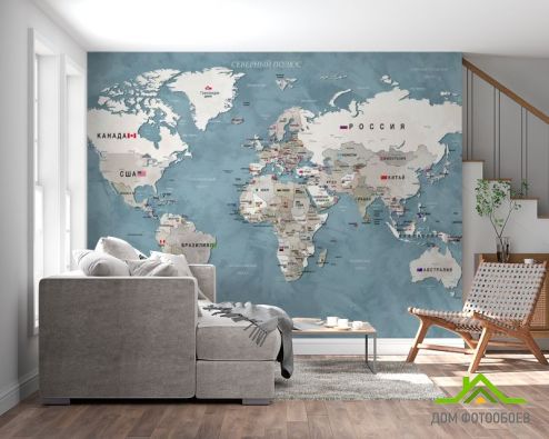 выбрать Фотошпалери Карта російською Фотошпалери карта Світу на стіну