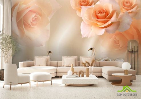 выбрать Фотообои Оранжевые розы на атласе Фотообои Фотообои Цветы: горизонталная, горизонтальная на стену