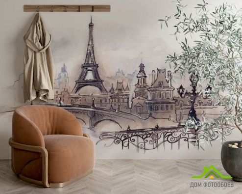 выбрать Фотообои Париж Фотообои Фотообои Иллюстрации: горизонталная, горизонтальная ориентация на стену